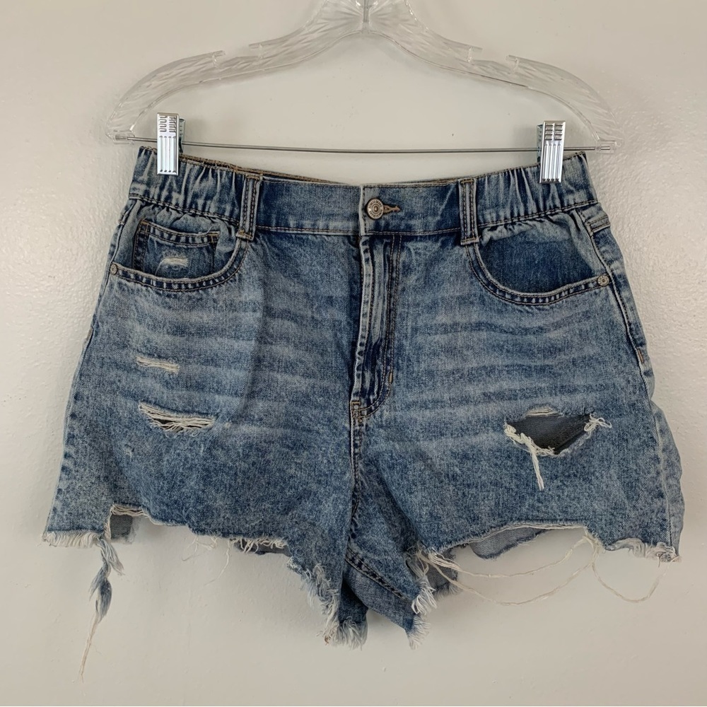 Rewash High Waist Heavily Distressed Raw Hem Denim Short Shorts Size 11